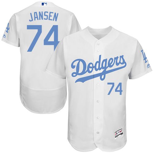Dodgers #74 Kenley Jansen White Flexbase Authentic Collection Father's Day Stitched MLB Jersey